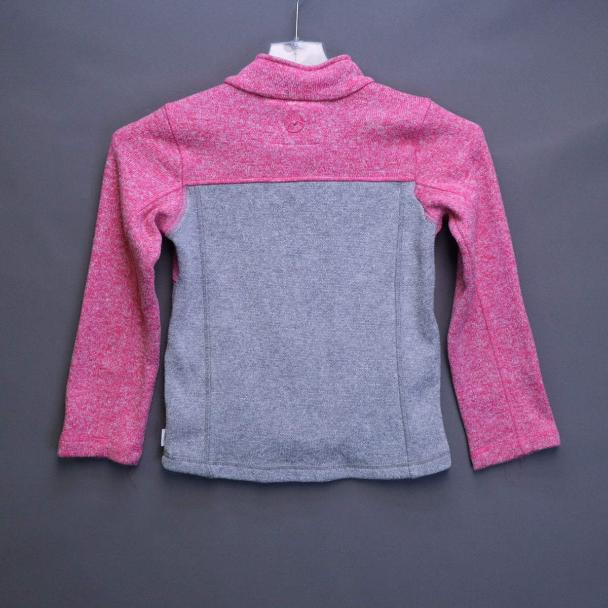 Magellan Outdoors Girls Medium Heather Pink Grey Sweater Knit Snap Fleece Pullover