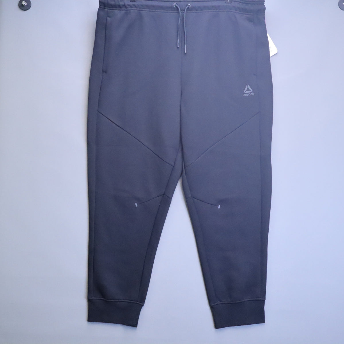 NWT Reebok Mens Slim Fit Fleece Jogger Sweatpants Black 3XL Zipper Pocket Tech
