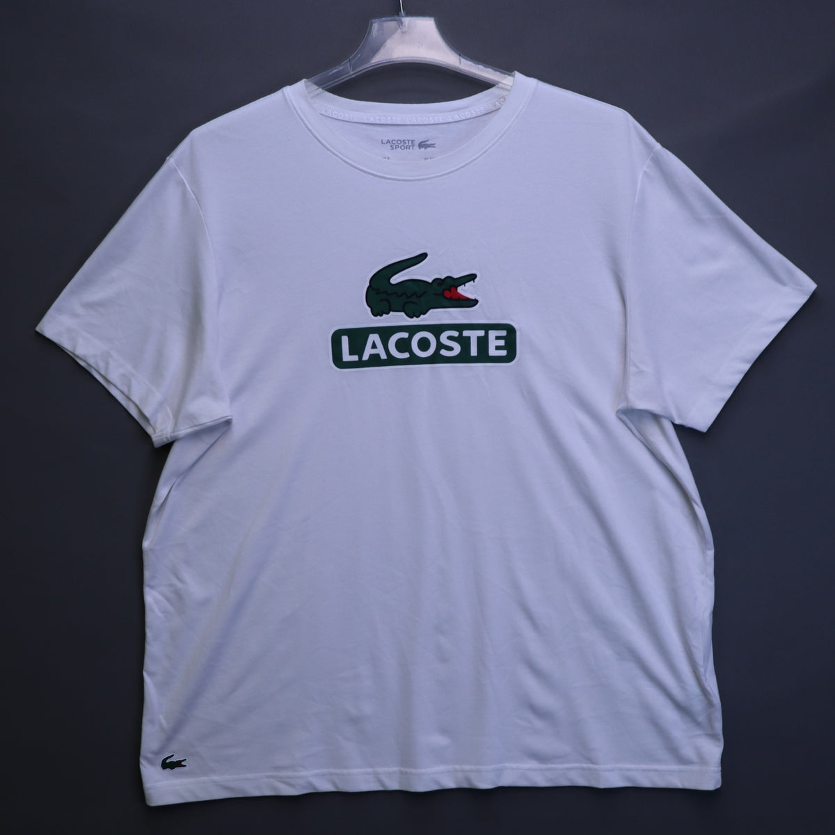 Lacoste Sport Ultra Dry Big Crocodile Logo T-Shirt Mens 3XL FR 8 White Short Sleeve
