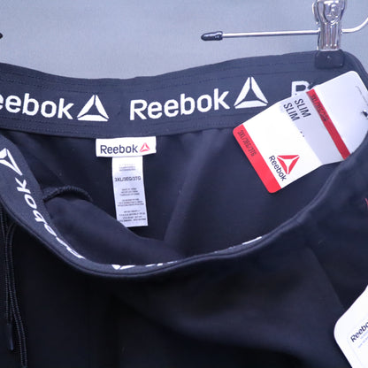 NWT Reebok Mens Slim Fit Fleece Jogger Sweatpants Black 3XL Zipper Pocket Tech
