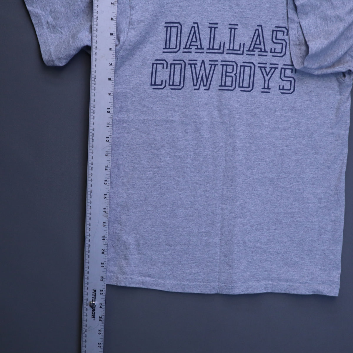 Dallas Cowboys Authentic Heather Grey T-Shirt Youth Medium 12-14 Star Sleeve Tee