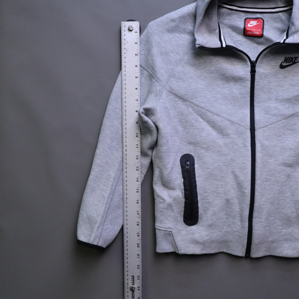 Nike Tech Fleece Full Zip Windrunner Hoodie Mens Large Heather Grey Black Trim L