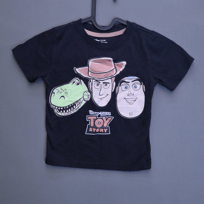 Disney Pixar Toy Story Woody Buzz Lightyear Rex Toddler T-Shirt Black Size 3T Tee