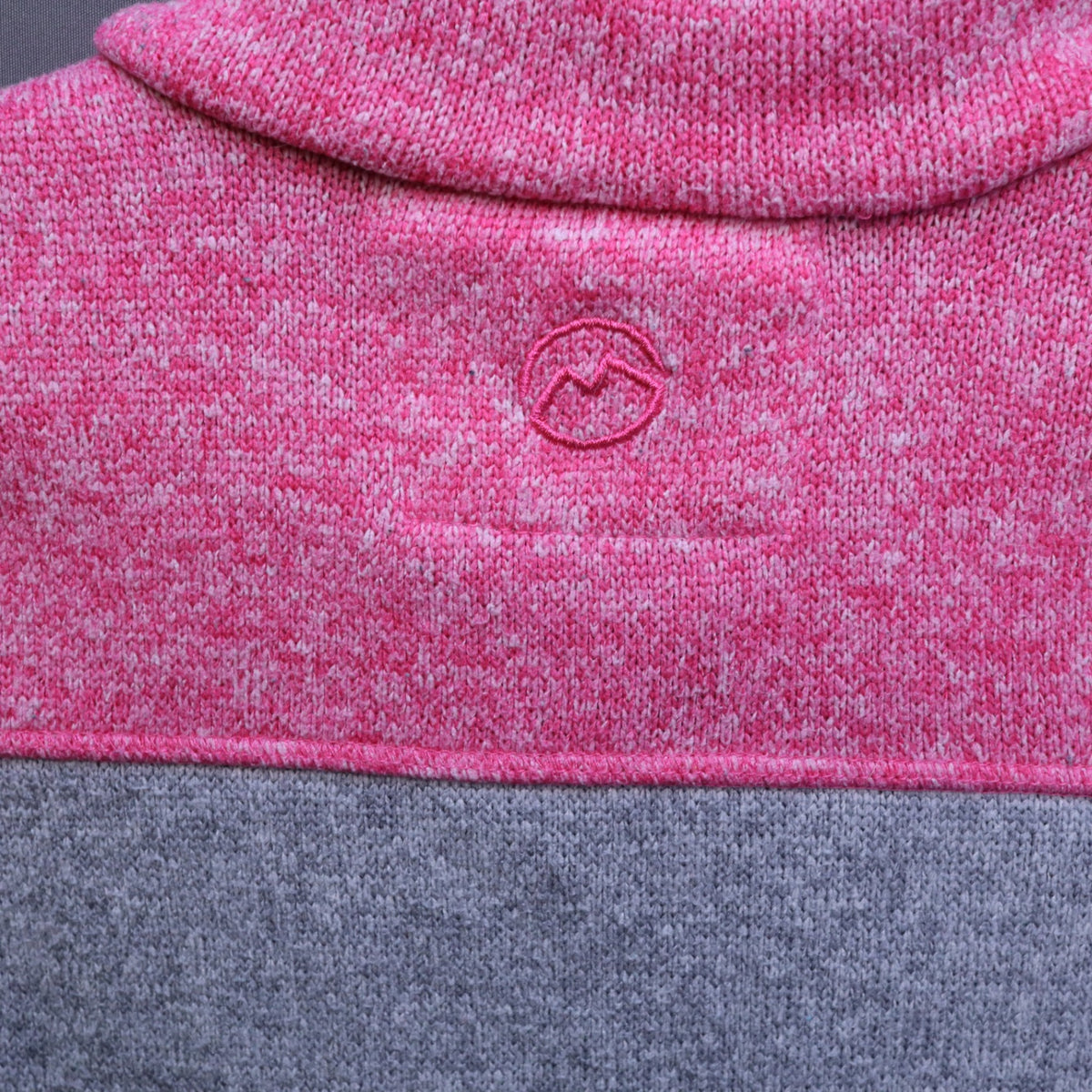 Magellan Outdoors Girls Medium Heather Pink Grey Sweater Knit Snap Fleece Pullover