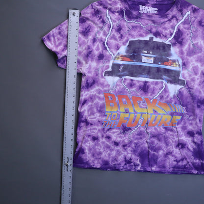 Back to the Future DeLorean Purple Tie Dye Graphic T-Shirt Mens Large Movie Tee