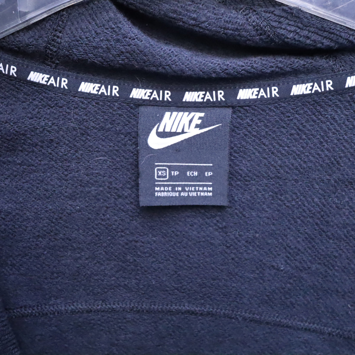 Nike Air Full Zip Cropped French Terry Hoodie Womens XS Black Spellout Sleeve