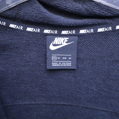 Nike Air Full Zip Cropped French Terry Hoodie Womens XS Black Spellout Sleeve
