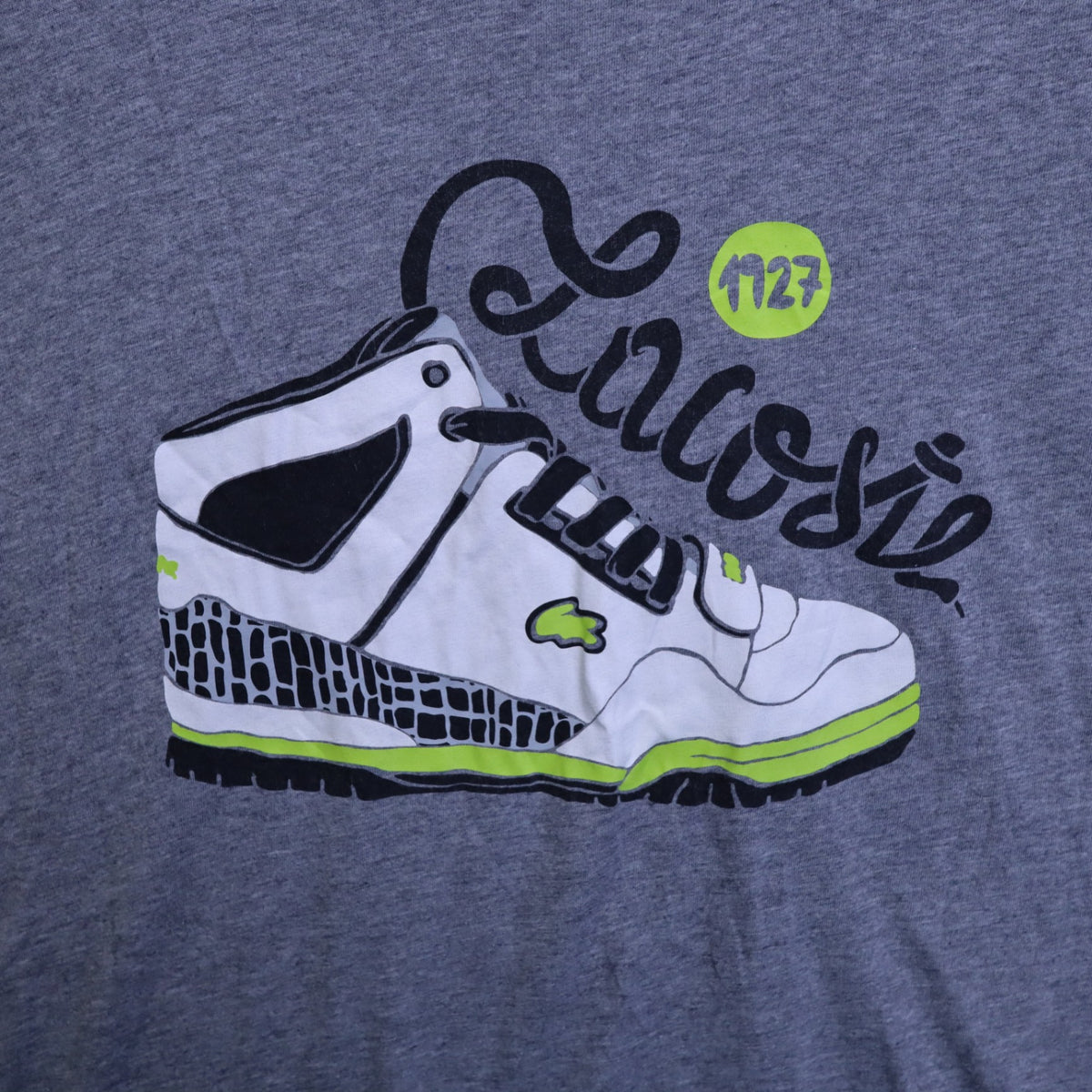 Lacoste Sport Mens Size 9 4XL Heather Grey Retro Sneaker Graphic T-Shirt 1927
