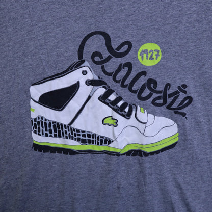 Lacoste Sport Mens Size 9 4XL Heather Grey Retro Sneaker Graphic T-Shirt 1927