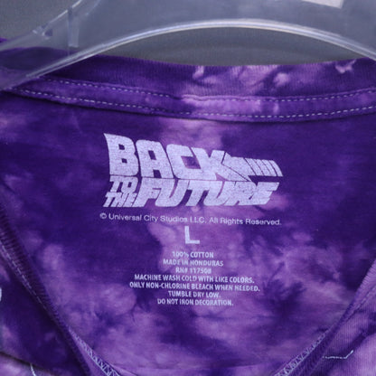 Back to the Future DeLorean Purple Tie Dye Graphic T-Shirt Mens Large Movie Tee