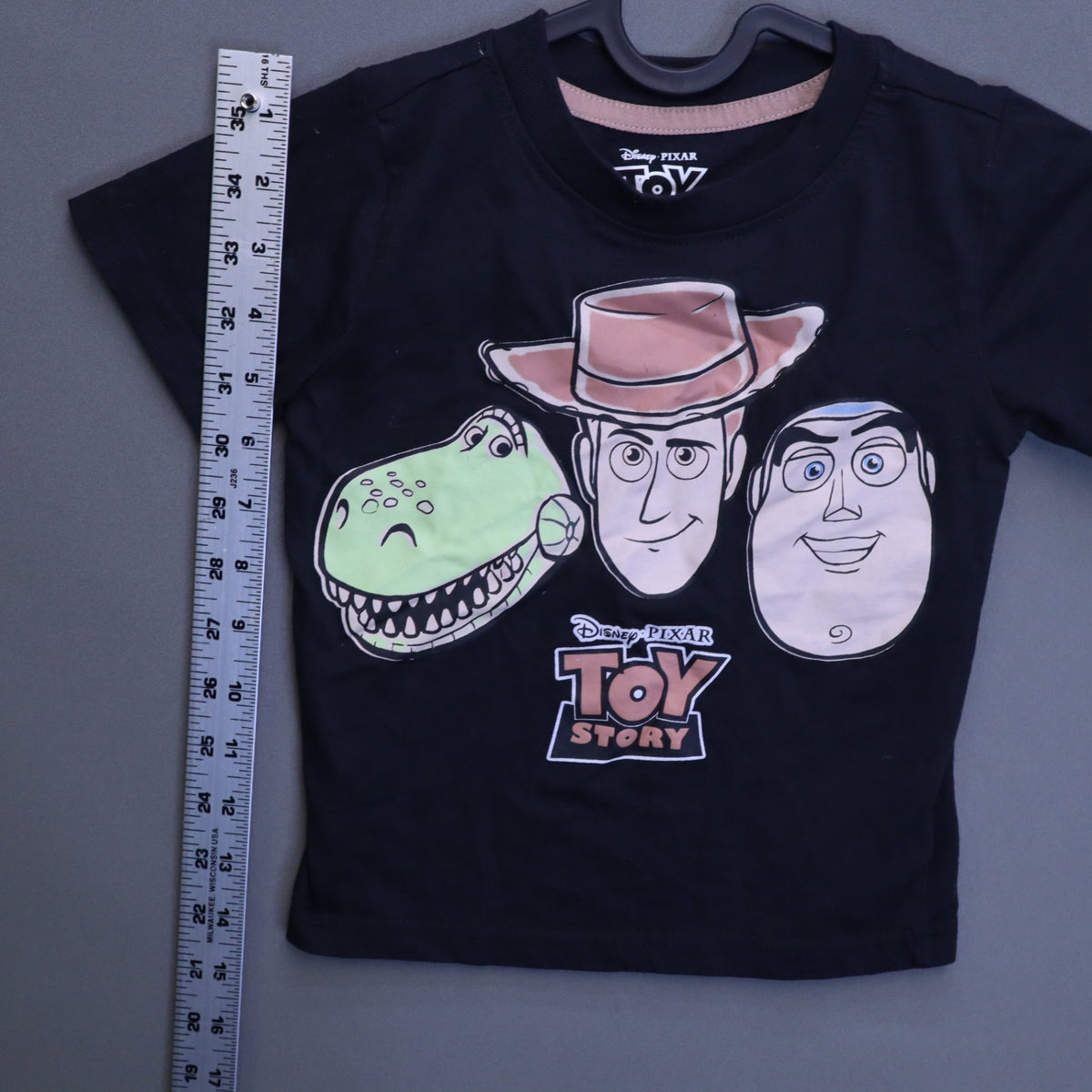 Disney Pixar Toy Story Woody Buzz Lightyear Rex Toddler T-Shirt Black Size 3T Tee
