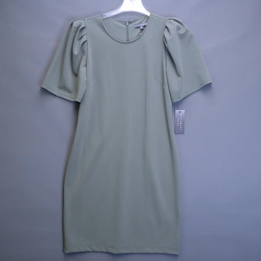 NWT Sharagano Sage Green Puff Sleeve Sheath Dress Womens Size 8 Workwear Modest