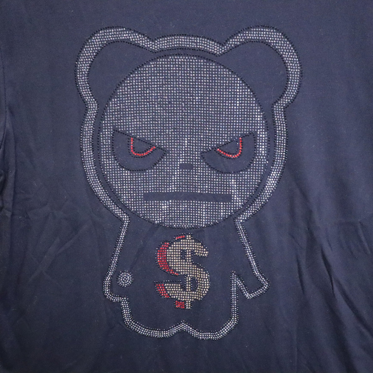 CR24 Money Bear Rhinestone T-Shirt Mens Large Black Crystal Studded Streetwear L