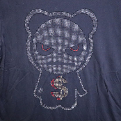 CR24 Money Bear Rhinestone T-Shirt Mens Large Black Crystal Studded Streetwear L