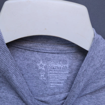Dallas Cowboys Authentic Heather Grey T-Shirt Youth Medium 12-14 Star Sleeve Tee