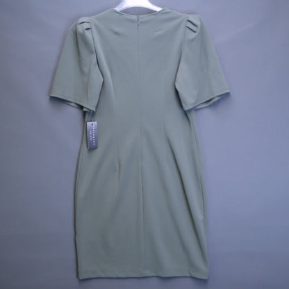 NWT Sharagano Sage Green Puff Sleeve Sheath Dress Womens Size 8 Workwear Modest