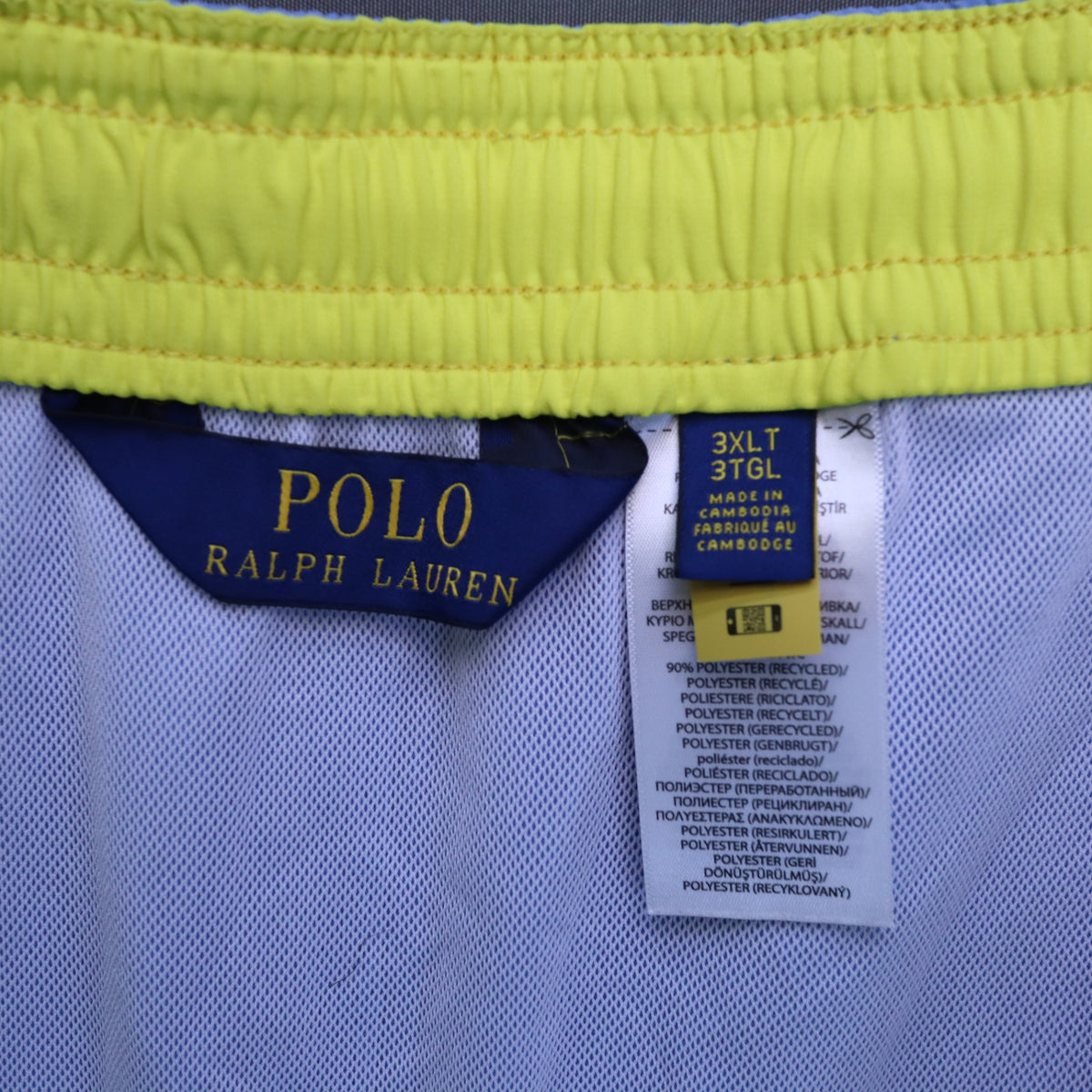 Polo Ralph Lauren Mens 3XLT Big & Tall Swim Trunks Periwinkle Blue Yellow Pony