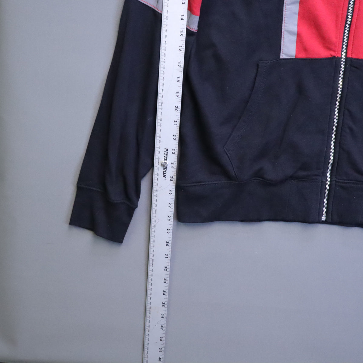 True Religion Mens 2XL Full Zip Hoodie Black Red Stripe Horseshoe Big Logo 2TG
