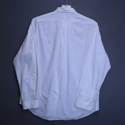 Ralph Lauren Mens XL Bermuda Poplin Button Down Shirt White Long Sleeve Blue Pony
