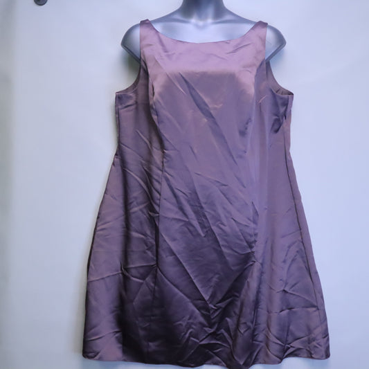 NWT David's Bridal Truffle Brown Satin Boat Neck A-Line Cocktail Dress Size 24 $105