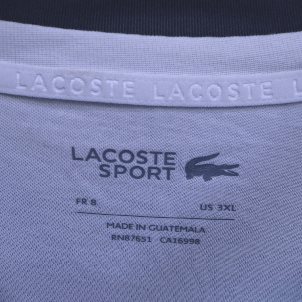 Lacoste Sport Ultra Dry Big Crocodile Logo T-Shirt Mens 3XL FR 8 White Short Sleeve