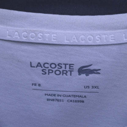 Lacoste Sport Ultra Dry Big Crocodile Logo T-Shirt Mens 3XL FR 8 White Short Sleeve