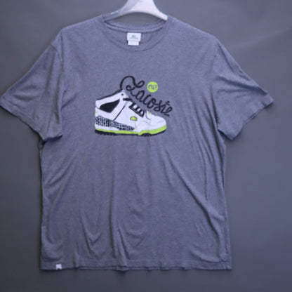 Lacoste Sport Mens Size 9 4XL Heather Grey Retro Sneaker Graphic T-Shirt 1927