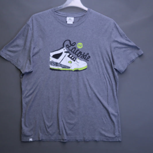 Lacoste Sport Mens Size 9 4XL Heather Grey Retro Sneaker Graphic T-Shirt 1927