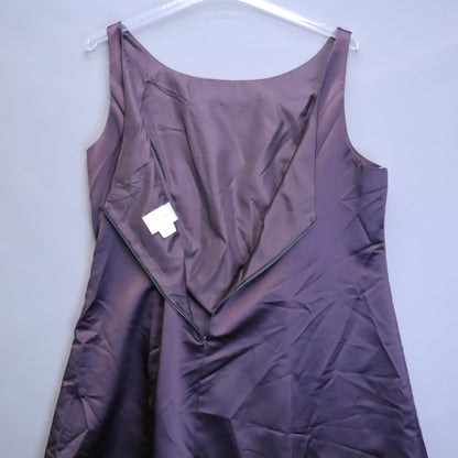 NWT David's Bridal Truffle Brown Satin Boat Neck A-Line Cocktail Dress Size 24 $105