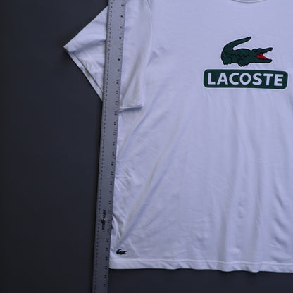 Lacoste Sport Ultra Dry Big Crocodile Logo T-Shirt Mens 3XL FR 8 White Short Sleeve
