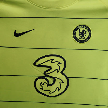 Nike Chelsea FC 2021-22 Away Soccer Jersey Youth Large Volt Yellow Pinstripe 3