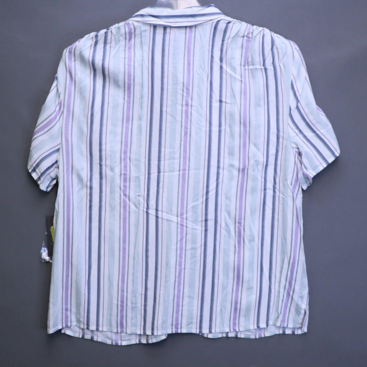 NWT Vince Camuto Womens XL Striped Short Sleeve Ruched Shoulder Blouse Top $99