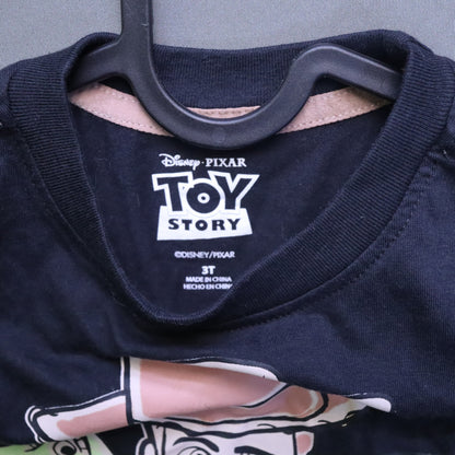 Disney Pixar Toy Story Woody Buzz Lightyear Rex Toddler T-Shirt Black Size 3T Tee