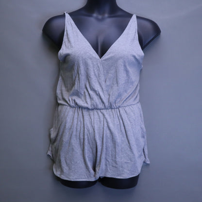 PINK Victoria's Secret Heather Gray Surplice Romper Womens Medium Lounge Pockets