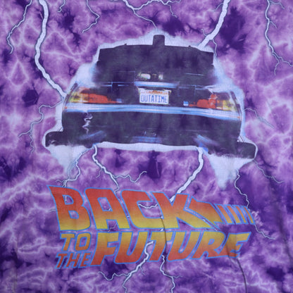 Back to the Future DeLorean Purple Tie Dye Graphic T-Shirt Mens Large Movie Tee