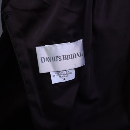 NWT David's Bridal Truffle Brown Satin Boat Neck A-Line Cocktail Dress Size 24 $105