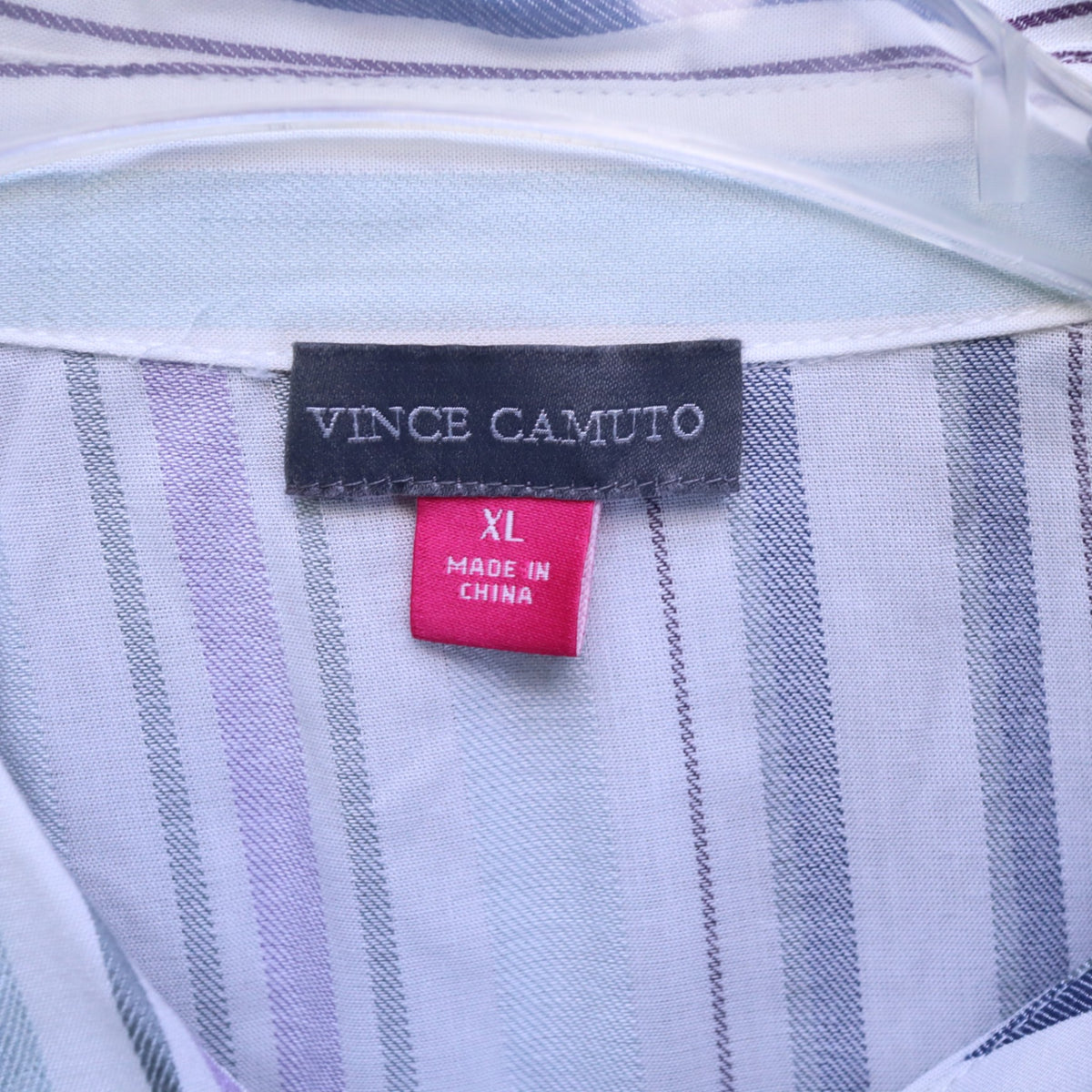 NWT Vince Camuto Womens XL Striped Short Sleeve Ruched Shoulder Blouse Top $99