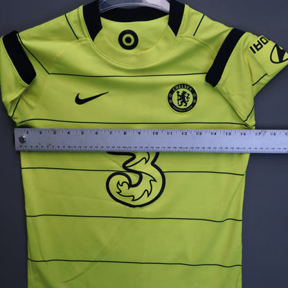Nike Chelsea FC 2021-22 Away Soccer Jersey Youth Large Volt Yellow Pinstripe 3