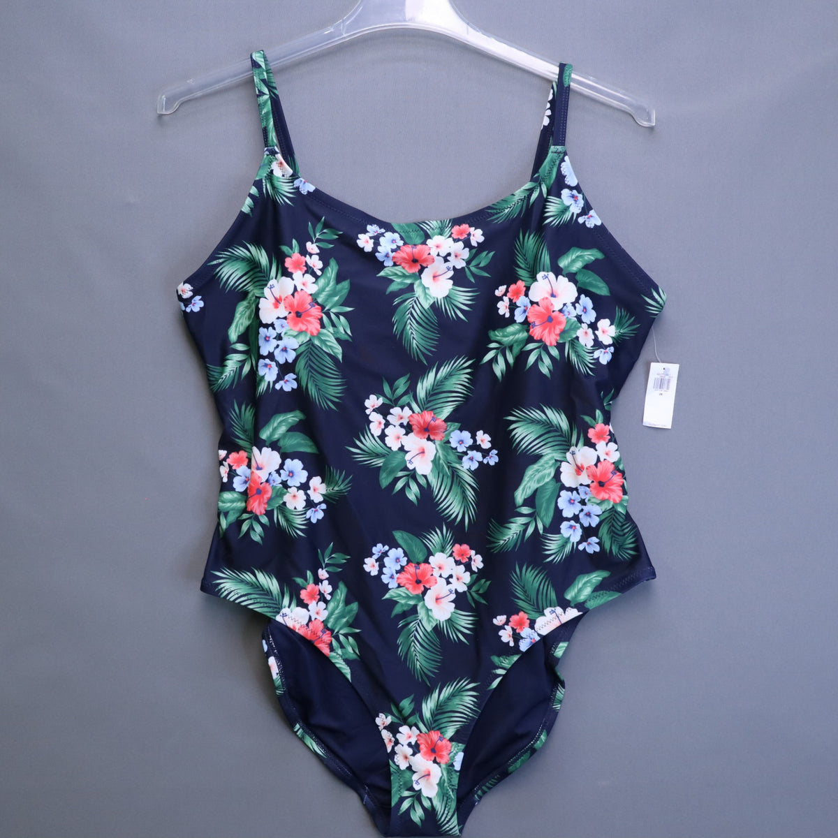 NWT Old Navy Womens 2X Tropical Hibiscus One Piece Swimsuit Navy Blue Floral Plus