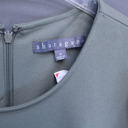 NWT Sharagano Sage Green Puff Sleeve Sheath Dress Womens Size 8 Workwear Modest
