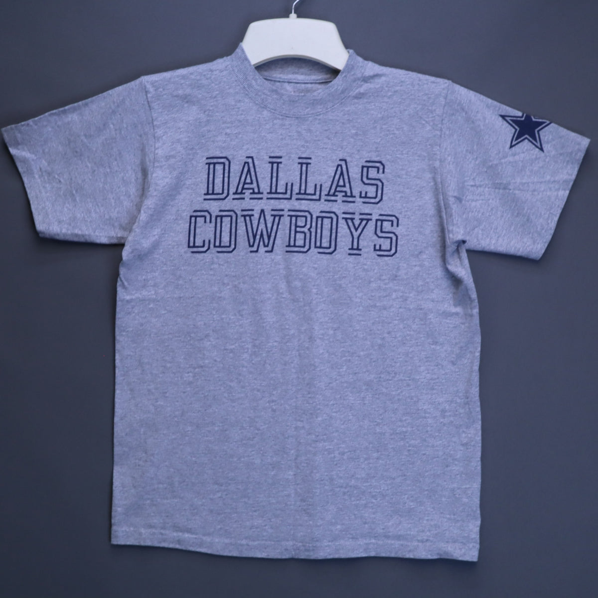 Dallas Cowboys Authentic Heather Grey T-Shirt Youth Medium 12-14 Star Sleeve Tee