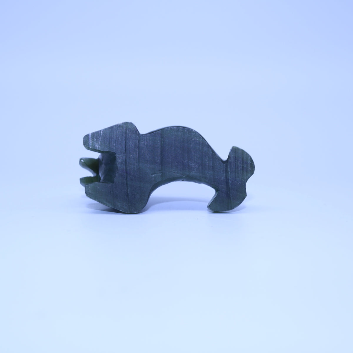 Inuit Hand Carved Canadian Dark Green Nephrite Jade Soapstone Walrus Figurine