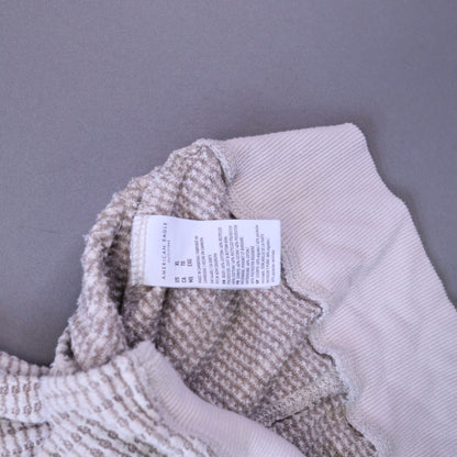 American Eagle Waffle Knit Thermal Sweater XL Beige V-Neck Slouchy Oversized