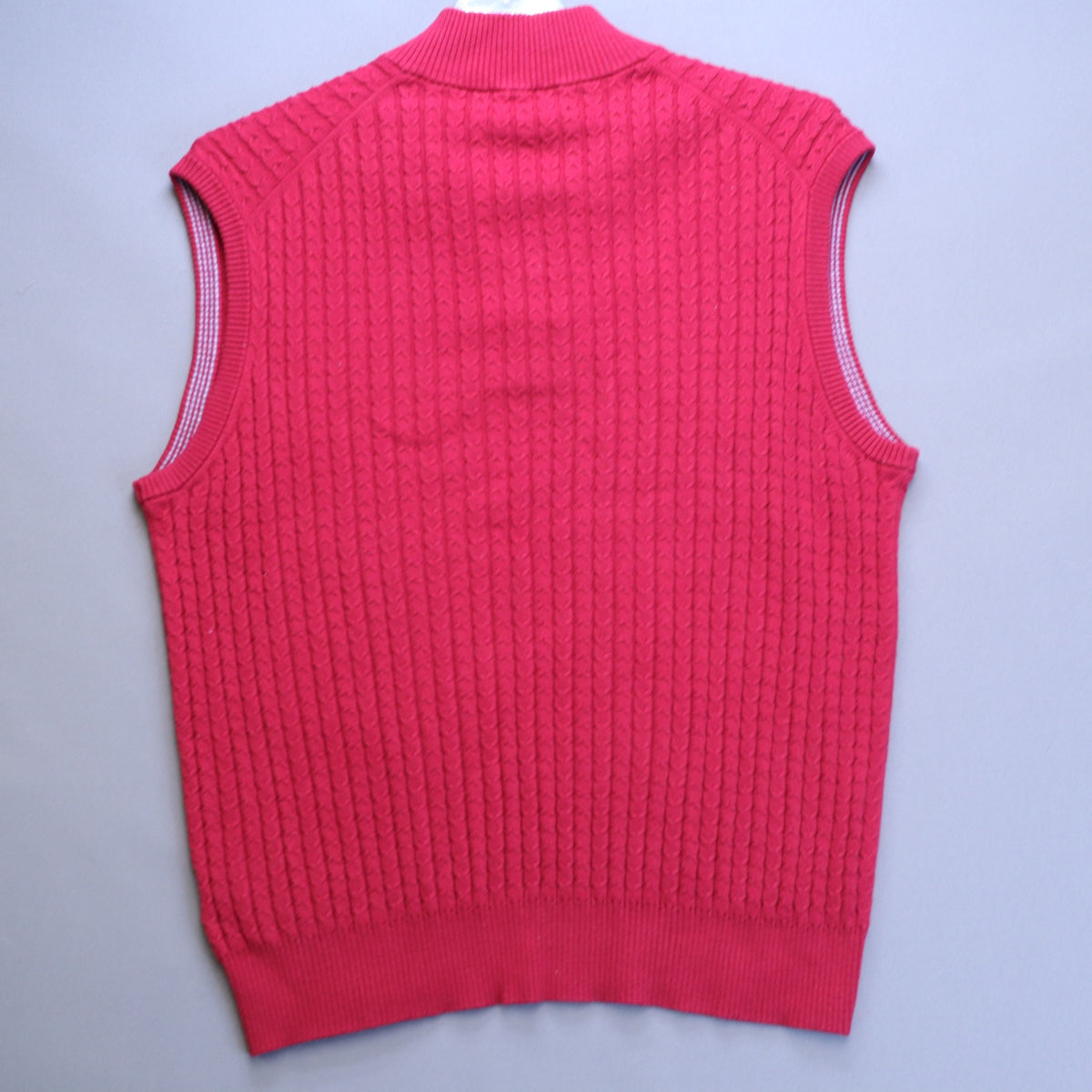 Robert Talbott Jefferson Mens M Red Cashmere Blend Cable Knit Quarter Zip Vest