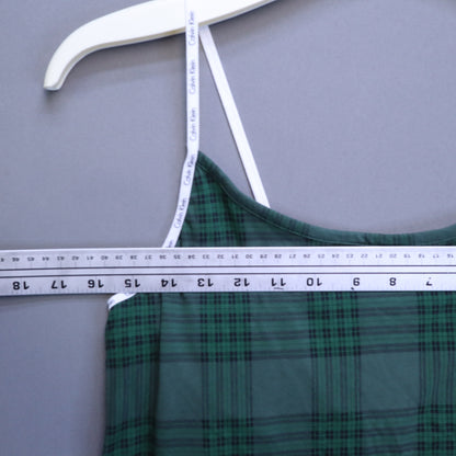 NWT Calvin Klein Sleepwear Camisole Top Large Green Plaid Logo Straps Cami Tank