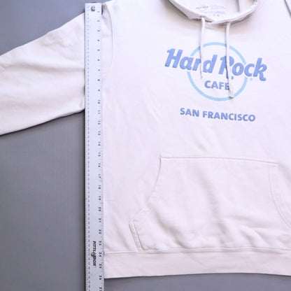 Hard Rock Cafe San Francisco Hoodie XL Cream Pastel Blue Graphic Logo Sweatshirt