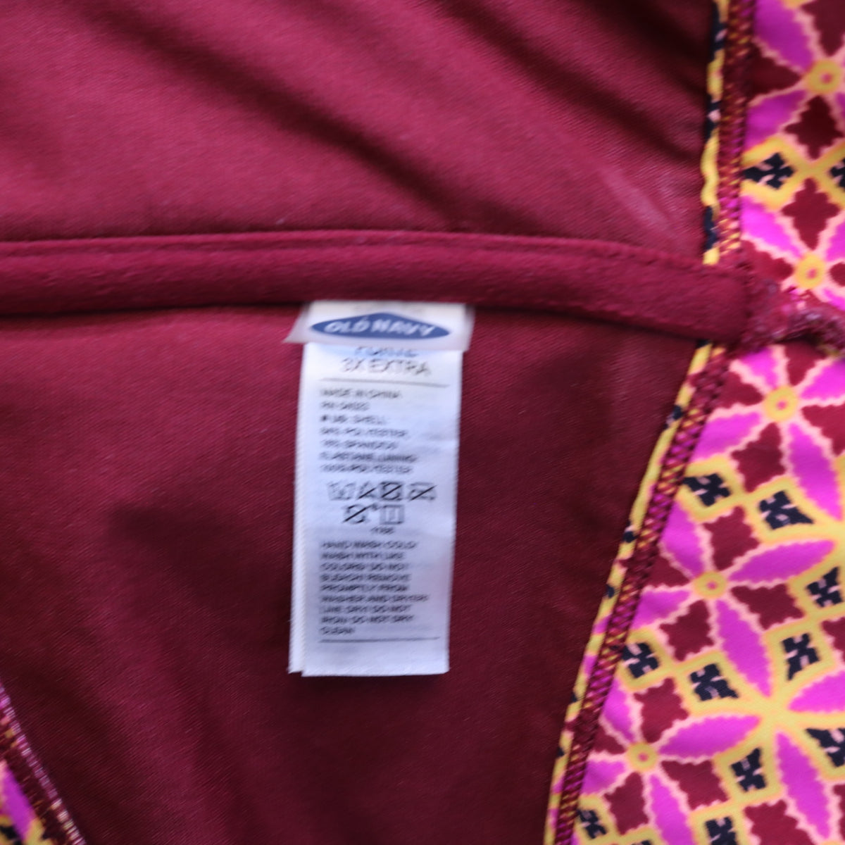 Old Navy Bikini Set 3X Top 2X Bottom Geometric Pink Orange High Waist Swimsuit