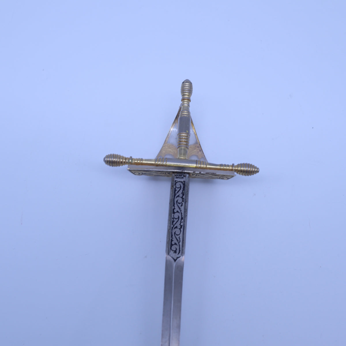 Vintage Toledo Spain Damascene Letter Opener Rapier Sword Fleur De Lis Gold