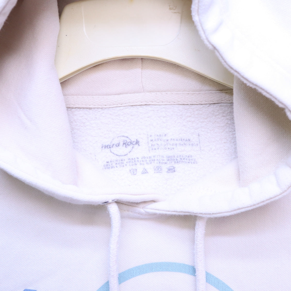 Hard Rock Cafe San Francisco Hoodie XL Cream Pastel Blue Graphic Logo Sweatshirt