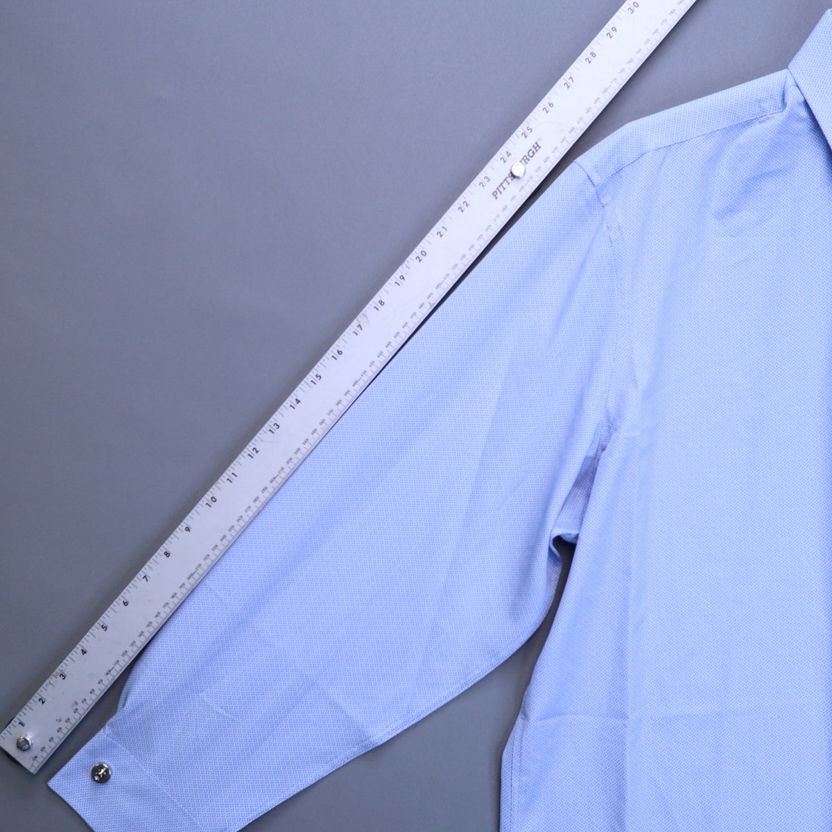 NWT Haggar Mens Dress Shirt 2XB 18.5 36/37 Classic Fit Blue Stretch Geometric